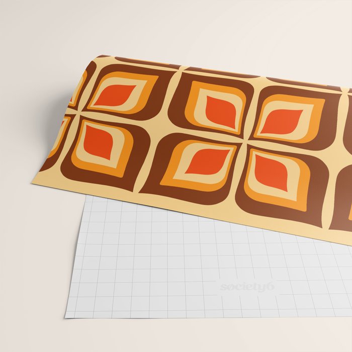 Retro Mid Century Modern Floral Pattern 721 Autumn Wrapping Paper Gallery Image 2