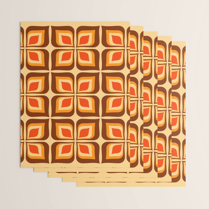 Retro Mid Century Modern Floral Pattern 721 Autumn Wrapping Paper Gallery Image 3