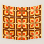 Retro Mid Century Modern Floral Pattern 721 Autumn Wall Tapestry Gallery Image 4