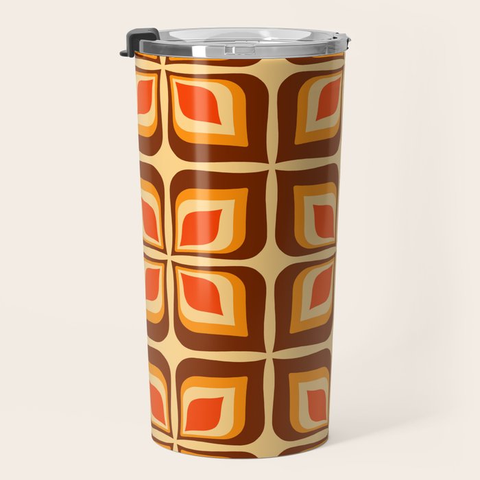 Retro Mid Century Modern Floral Pattern 721 Autumn Travel Mug Gallery Image 3