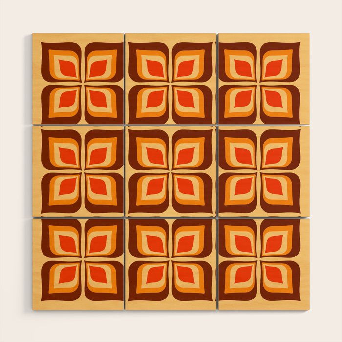 Retro Mid Century Modern Floral Pattern 721 Autumn Wood Wall Art Gallery Image 1