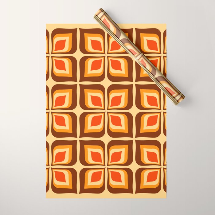 Retro Mid Century Modern Floral Pattern 721 Autumn Wrapping Paper Gallery Image 1