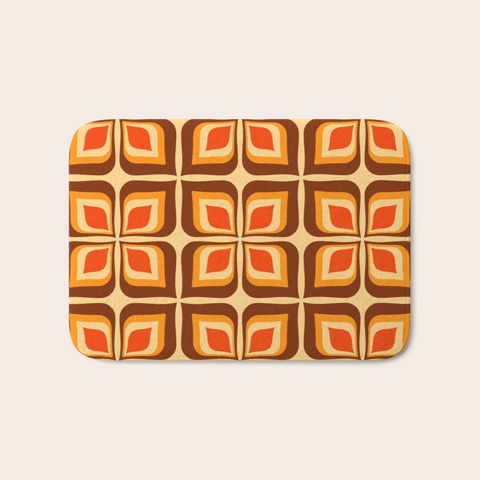 Retro Mid Century Modern Floral Pattern 721 Autumn Bath Mat Gallery Image 1