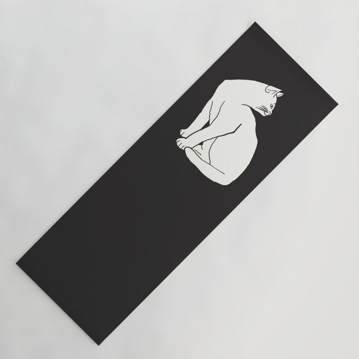 White Cat On Black Yoga Mat Gallery Image 1