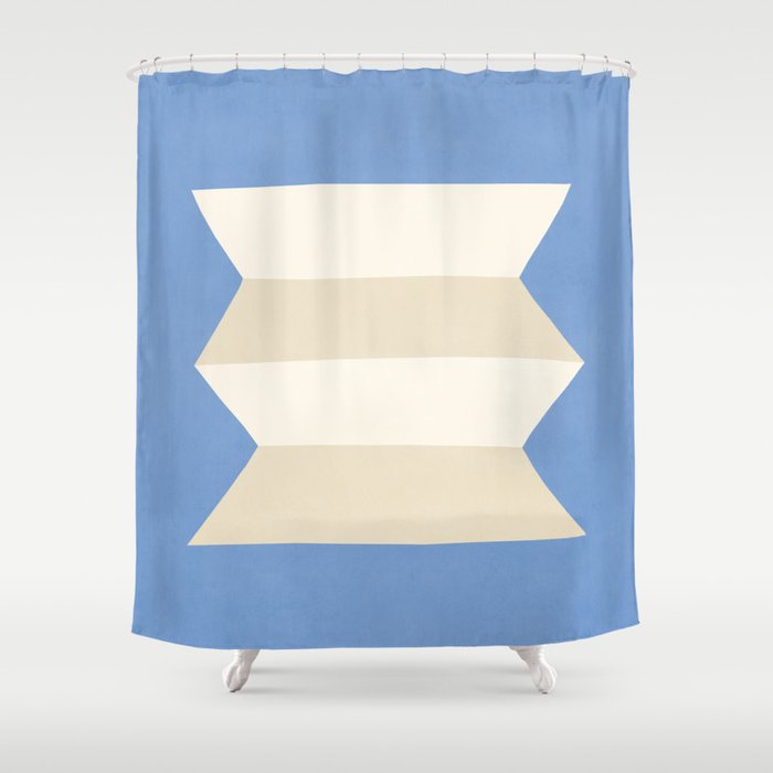 Geometric Vase - White Ivory on Light Blue Shower Curtain Gallery Image 1
