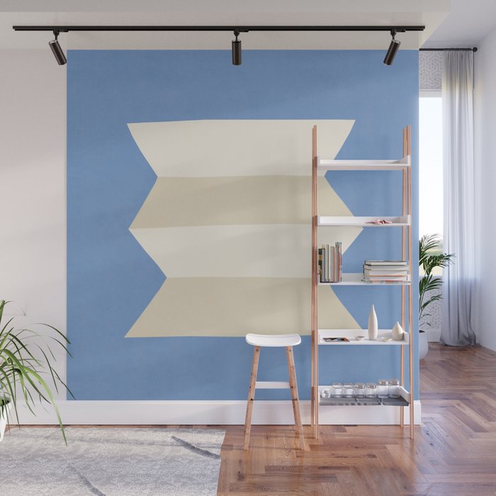 Geometric Vase - White Ivory on Light Blue Wall Mural Gallery Image 1