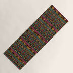 Mangatsika Mountain Stripe - Gold, pink, and teal Yoga Mat Gallery Image 1
