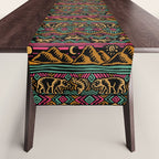 Mangatsika Mountain Stripe - Gold, pink, and teal Table Runner Gallery Image 1