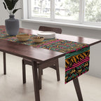 Mangatsika Mountain Stripe - Gold, pink, and teal Table Runner Gallery Image 2