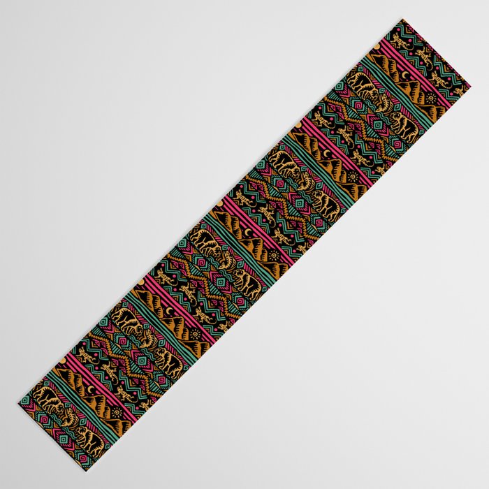 Mangatsika Mountain Stripe - Gold, pink, and teal Table Runner Gallery Image 3
