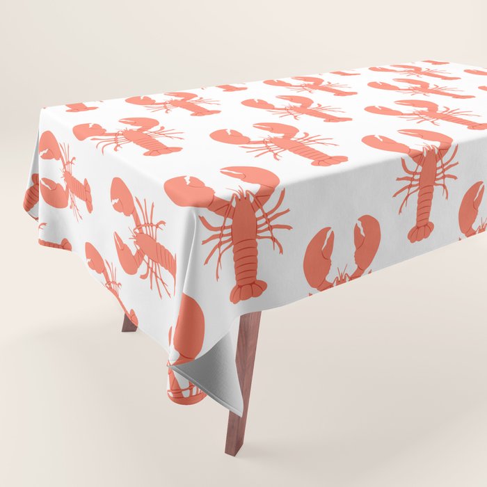 Red lobster sea food animal cartoon pattern Tablecloth Gallery Image 1