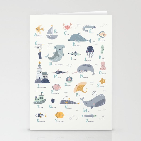 Ocean sea life alphabet  Stationery Card Gallery Image 1