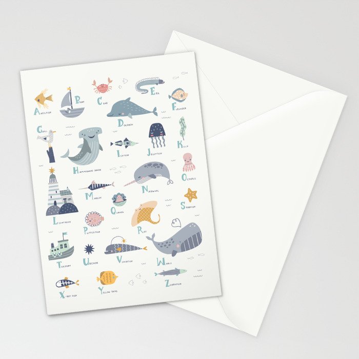 Ocean sea life alphabet  Stationery Card Gallery Image 2