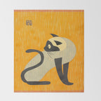 Asai Kiyoshi Japanese Woodblock Siamese Cat Midcounty Modern Art Throw Blanket Gallery Image 2