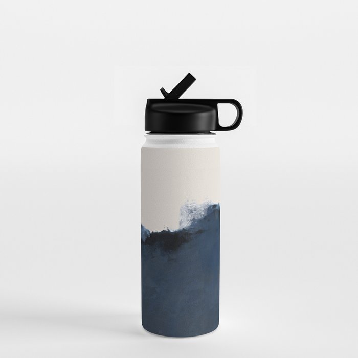 Abstract, blue, beige, indigo Water Bottle Gallery Image 1