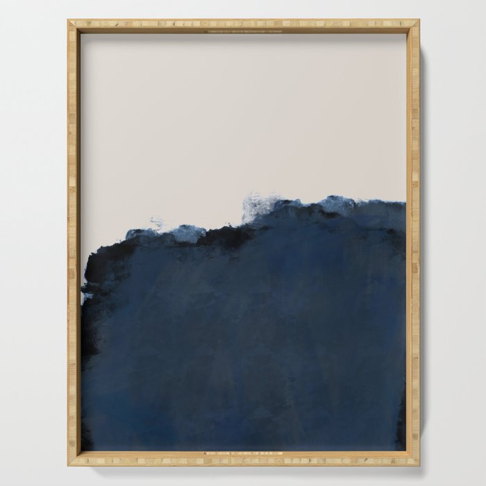 Abstract, blue, beige, indigo Serving Tray Gallery Image 1