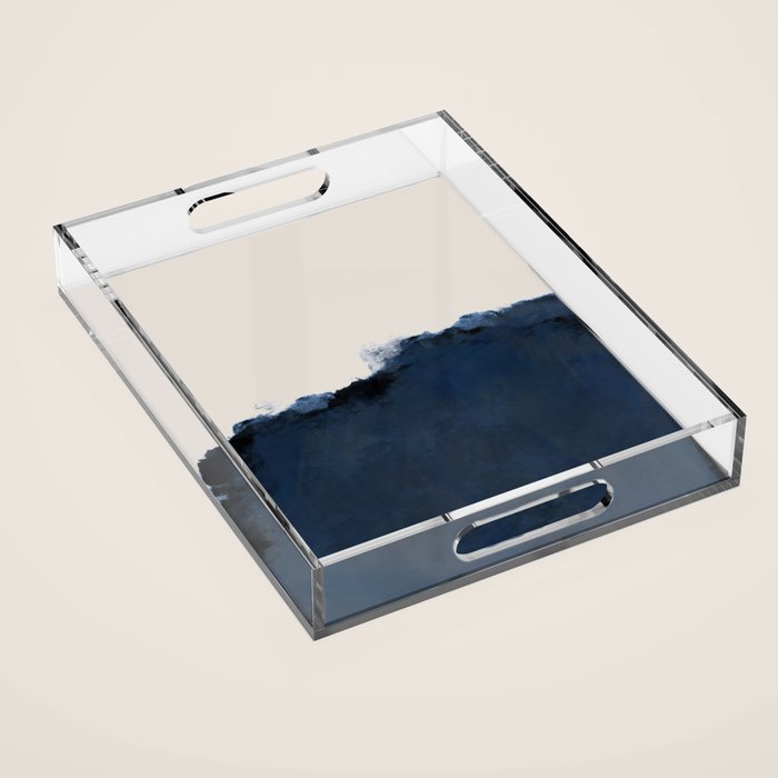 Abstract, blue, beige, indigo Acrylic Tray Gallery Image 1