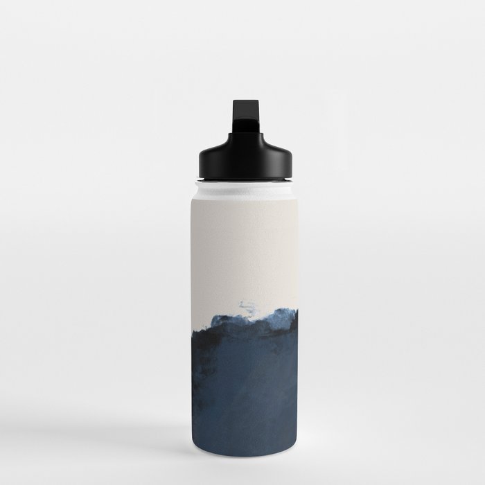 Abstract, blue, beige, indigo Water Bottle Gallery Image 3
