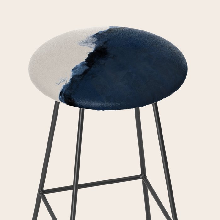 Abstract, blue, beige, indigo Stool Gallery Image 2