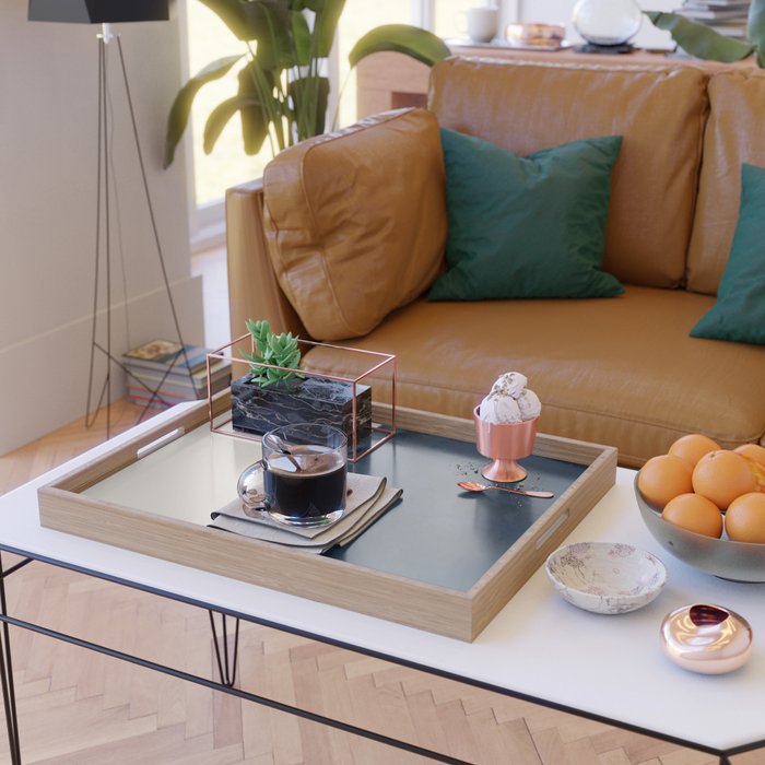 Abstract, blue, beige, indigo Serving Tray Gallery Image 2