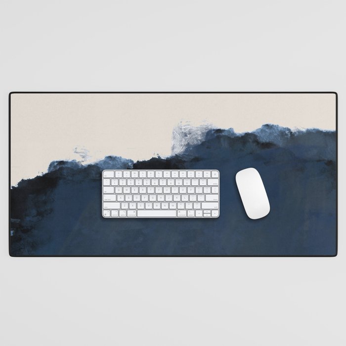 Abstract, blue, beige, indigo Desk Mat Gallery Image 1