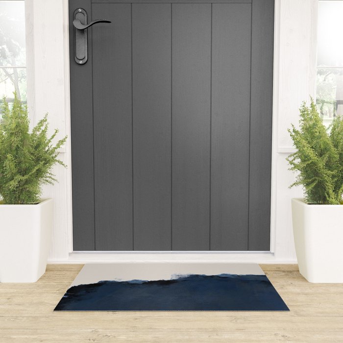 Abstract, blue, beige, indigo Welcome Mat Gallery Image 3