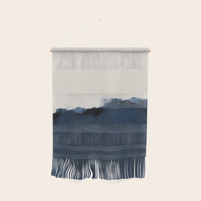 Abstract, blue, beige, indigo Wall Hanging Gallery Image 1