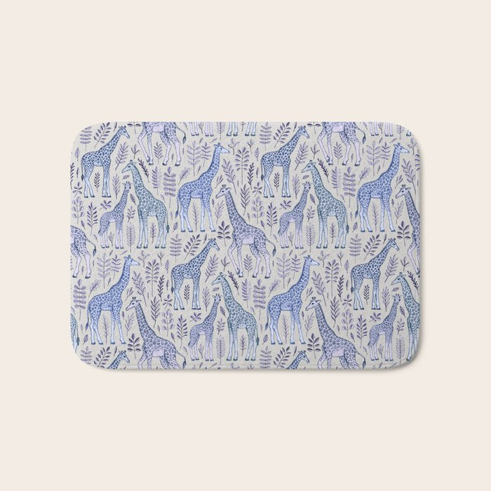 Blue Giraffe Pattern Bath Mat Gallery Image 1