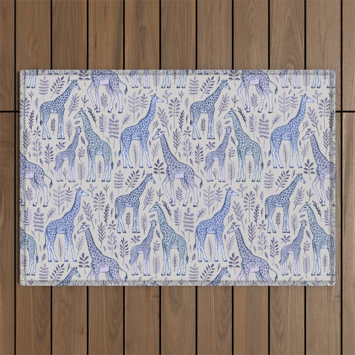 Blue Giraffe Pattern Outdoor Rug Gallery Image 1