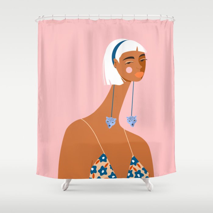 Cheetah Earrings Shower Curtain Gallery Image 1