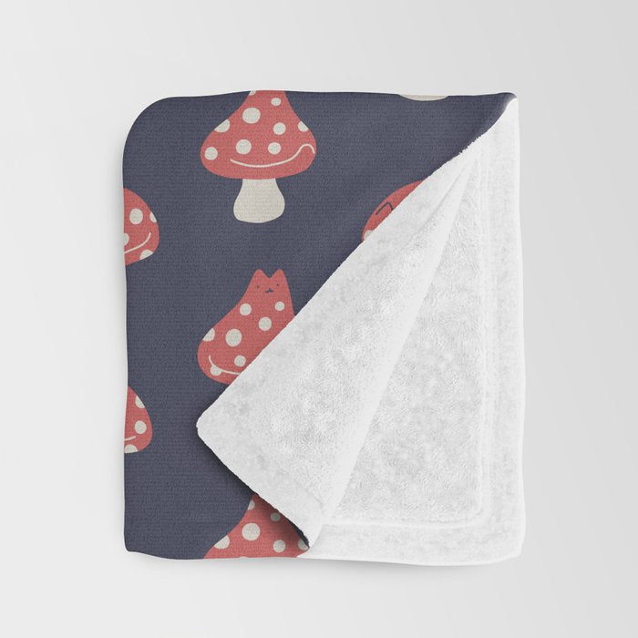 Cat and Plant 48: Cat Mushroom Throw Blanket Gallery Image 3