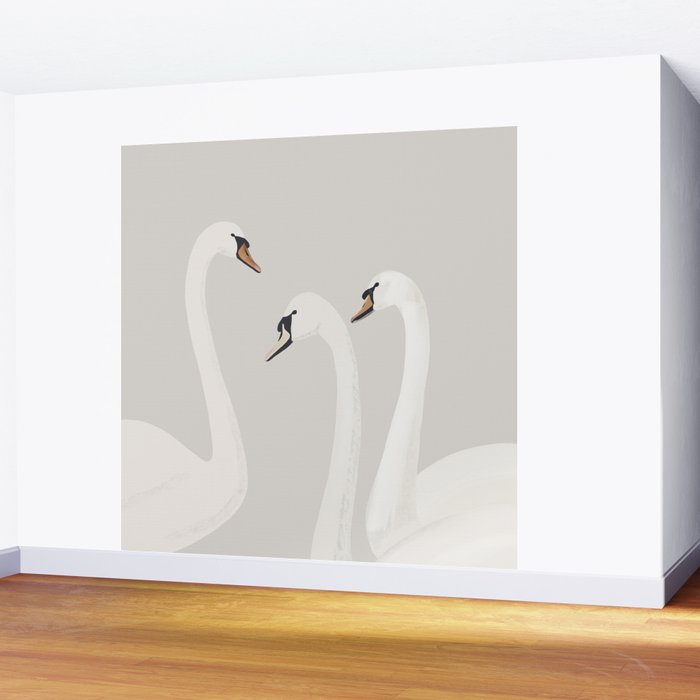 White Swans Wall Mural Gallery Image 2