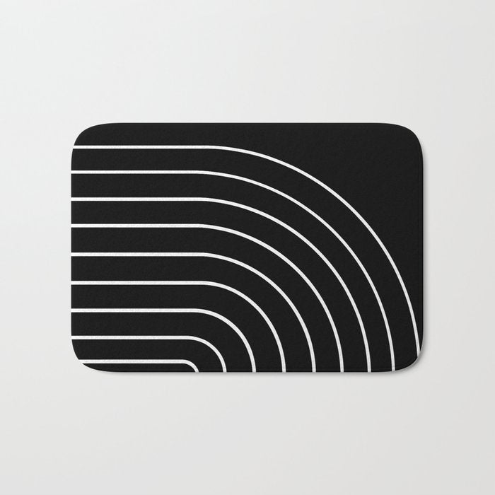 Minimal Arch III Black and White Modern Geometric Lines Bath Mat Gallery Image 1