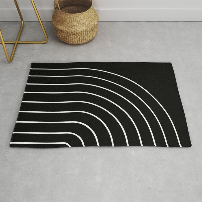 Minimal Arch III Black and White Modern Geometric Lines Rug Gallery Image 1