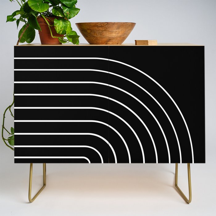 Minimal Arch III Black and White Modern Geometric Lines Credenza Gallery Image 1