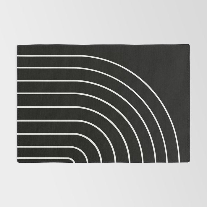 Minimal Arch III Black and White Modern Geometric Lines Rug Gallery Image 2