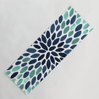 Flower Bloom, Aqua and Navy Yoga Mat Gallery Image 1