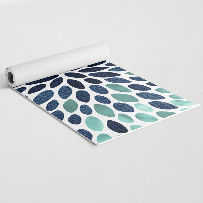 Flower Bloom, Aqua and Navy Yoga Mat Gallery Image 2