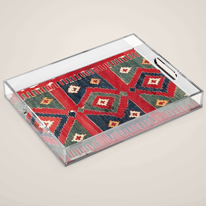Yüncü  Antique Balikesir Turkish Kilim Print Acrylic Tray Gallery Image 1