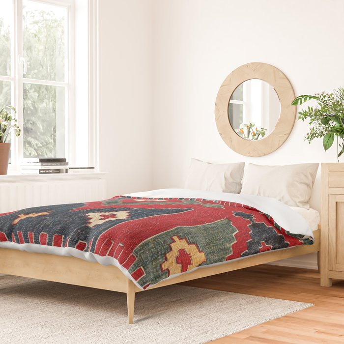 Yüncü  Antique Balikesir Turkish Kilim Print Duvet Cover Gallery Image 2