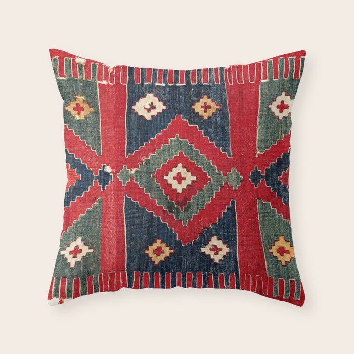 Yüncü  Antique Balikesir Turkish Kilim Print Throw Pillow Gallery Image 6