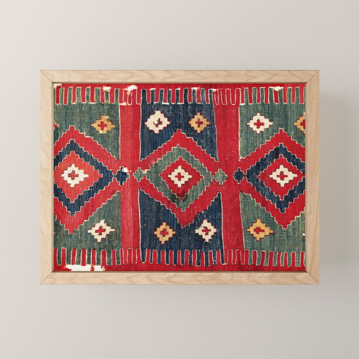 Yüncü  Antique Balikesir Turkish Kilim Print Mini Art Print Gallery Image 1