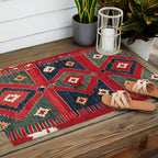Yüncü  Antique Balikesir Turkish Kilim Print Outdoor Rug Gallery Image 2