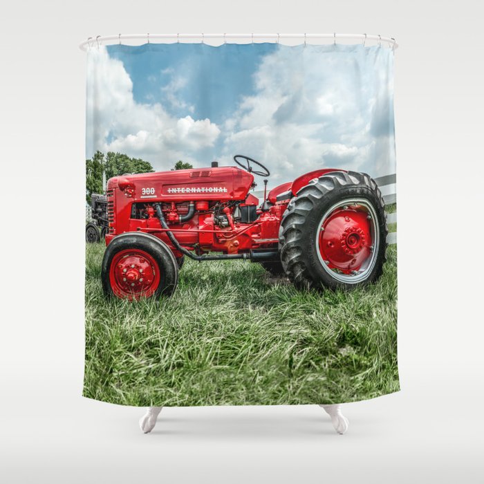 300 Vintage International Harvester Red Tractor Shower Curtain Gallery Image 1