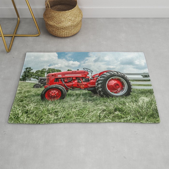 300 Vintage International Harvester Red Tractor Rug Gallery Image 1
