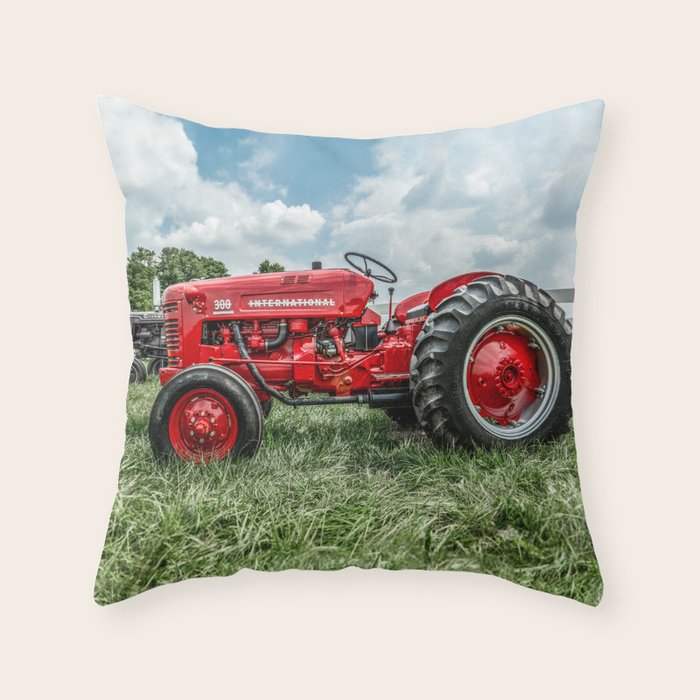 300 Vintage International Harvester Red Tractor Throw Pillow Gallery Image 1