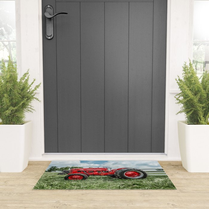 300 Vintage International Harvester Red Tractor Welcome Mat Gallery Image 3