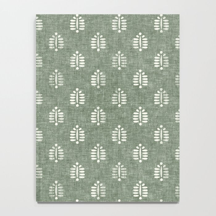 block print palm on sage Notebook Gallery Image 4