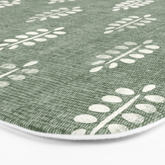 block print palm on sage Bath Mat Gallery Image 3