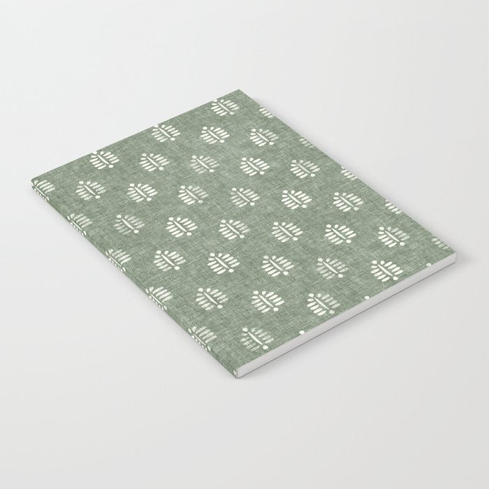 block print palm on sage Notebook Gallery Image 1